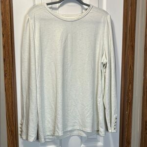 Liz Claiborne White Silver Blouse Classic Design EUC